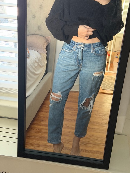 Old Navy O.G Straight High Rise Distressed Secret Slim Pocket Jeans Sz 4 Petite - Picture 2 of 6